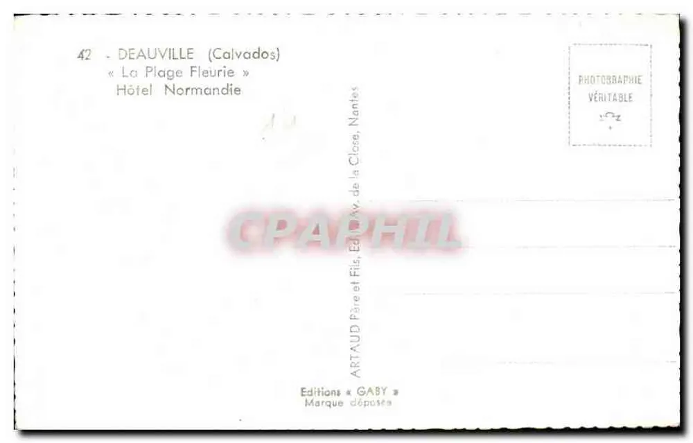 Deauville (Calvados) — « La Plage Fleurie » Hotel Normandie — Editions Gaby - Rückseite