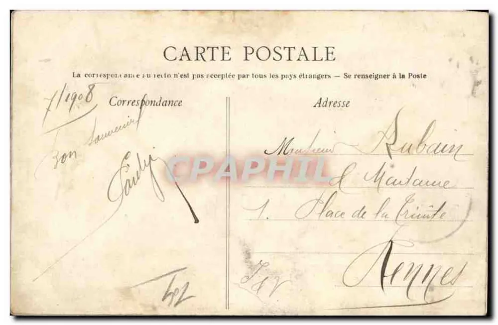 Mädchen sitzt in einer großen Tasse — Erinnerung an Deauville — G. ARTAUD, Nantes - Rückseite