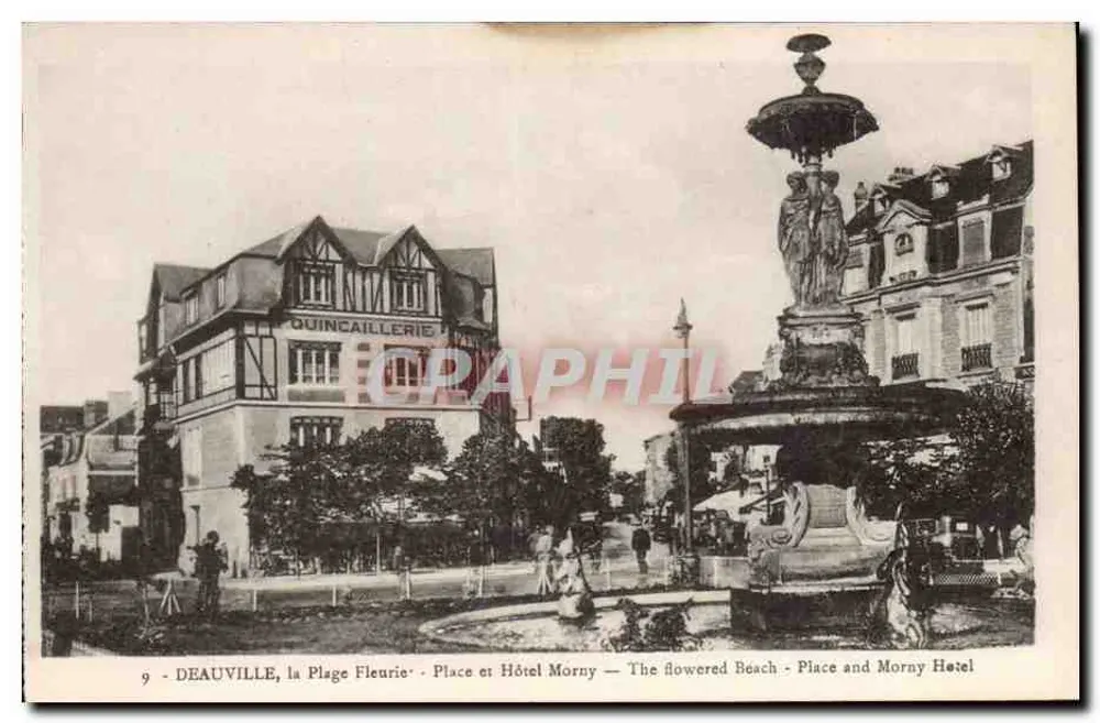 Deauville, Der Blütenstrand — Platz und Hotel Morny — Verlag La Gigogne, Nr. 9 - Vorderseite