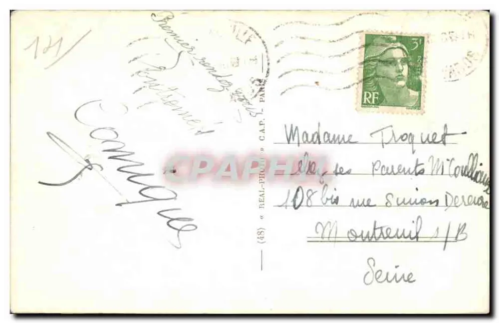 Deauville. A Praia Florida — O Hotel Le Normandy — editor L.A.R. n° 279 - Verso