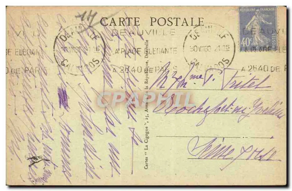 Deauville, A Praia das Flores — A Doca, o Canal — Cartas « La Gigogne » - Verso