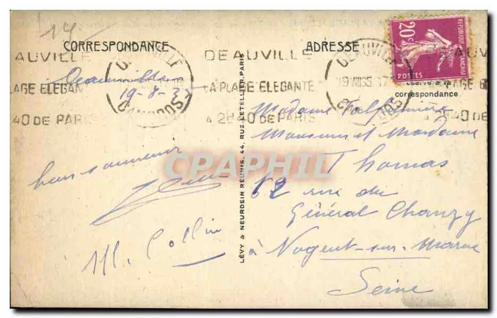 Deauville-La-Plage-Fleurie — Die Tribünen an einem RennTag (Louis Lefranc, arch.) - Rückseite