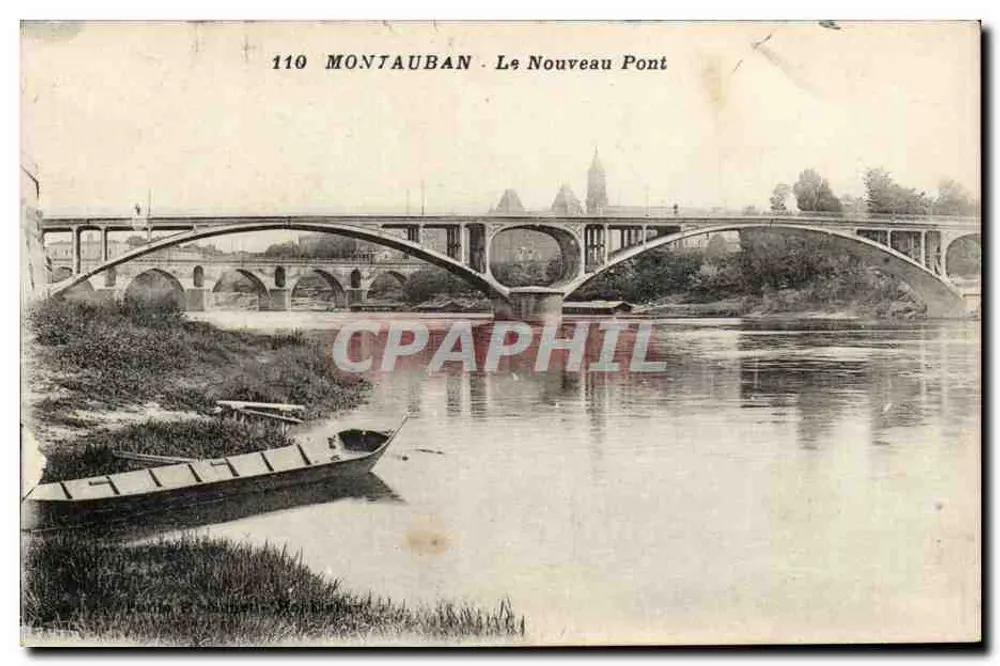 Montauban - O Novo Ponte — Bilhete postal antigo n°110, editor anônimo - Frente