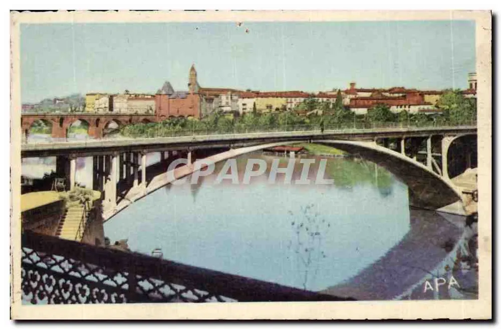 Montauban — Vista geral sobre a cidade alta e o Ponte Novo — Les Cartes A.P.A. POUX - Frente
