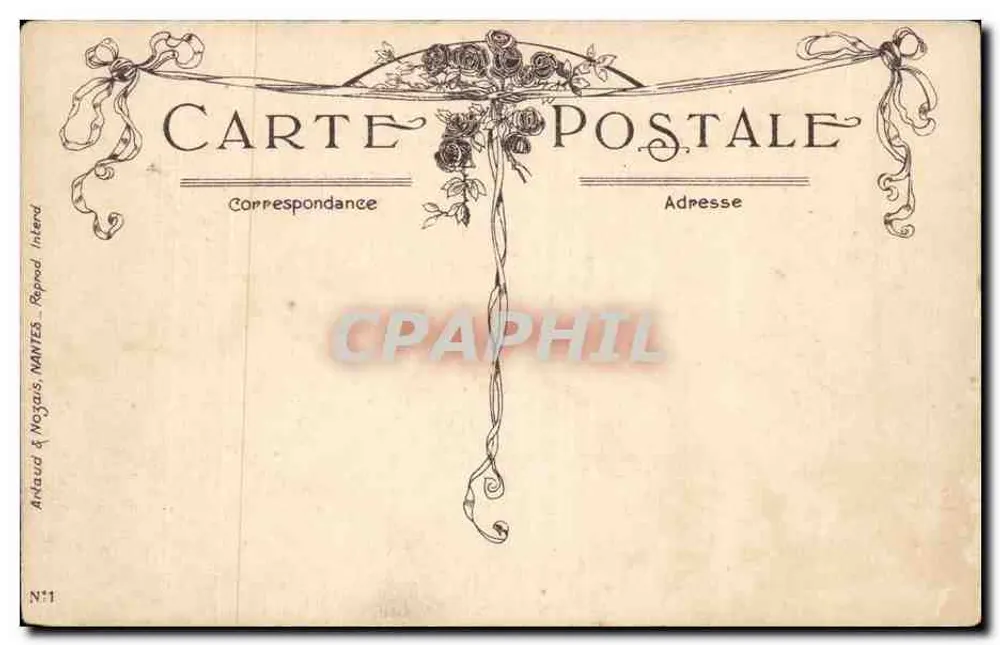 Ein Gruß — Blumendekoration und Vögel — Ankaud & Nogais, NANTES, Nr. 11 - Rückseite