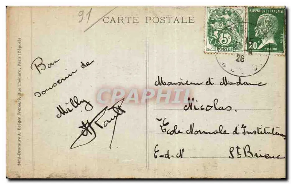 Milly (S.-et-O.) - La Garenne - La Roche aux Fées — Verlag: Lutzveiller, Druck. - Rückseite