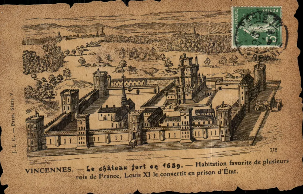 Vincennes — Das befestigte Schloss aus dem Jahr 1659. — Lieblingsresidenz mehrerer französischer Könige, Louis XI verwandelte es in eine Staatsgefängnis. - Vorderseite