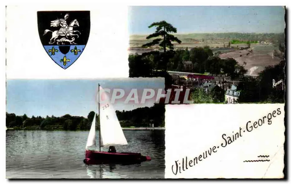 Villeneuve-Saint-Georges — vista geral com barco a vela na Seine — Éditions d'Art RAYMON (S.-Brunoy) - Frente