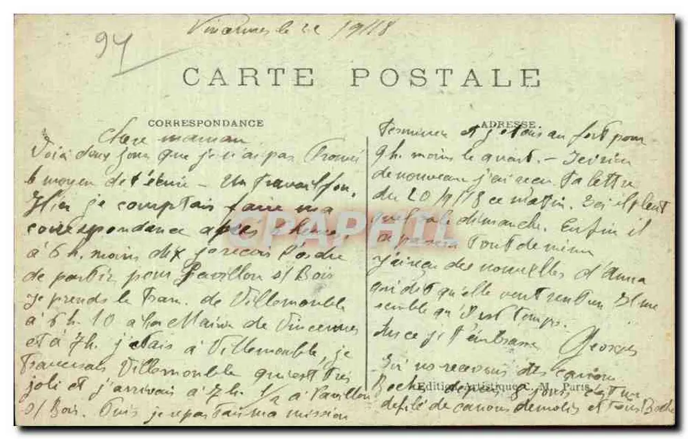 Vincennes — Das Fort — Ansicht des Artillerieviertels — C.M. - Rückseite