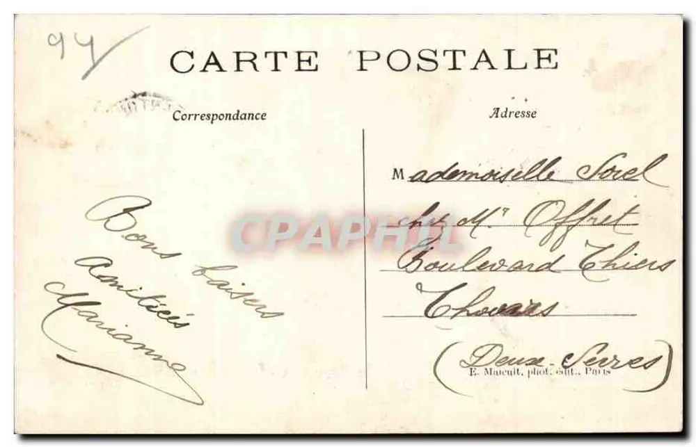 Bois de Vincennes — A Casa Florestal — E. M. - Verso