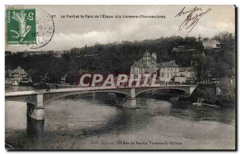 Der Brücke und der Park der Étape in La Varenne-Chennevières — Coll. Schmitt, 131 Rue du Bac-La Varenne-St-Hilaire - Vorderseite