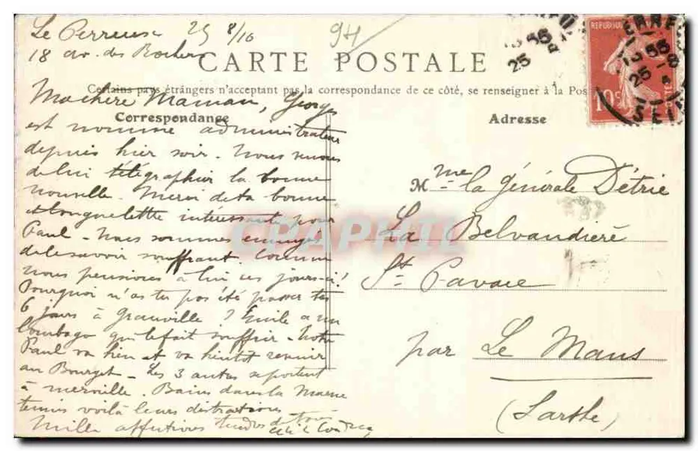 Le Perreux - Der Park - Avenue des Rochers — B. F., Paris, n° 34 - Rückseite