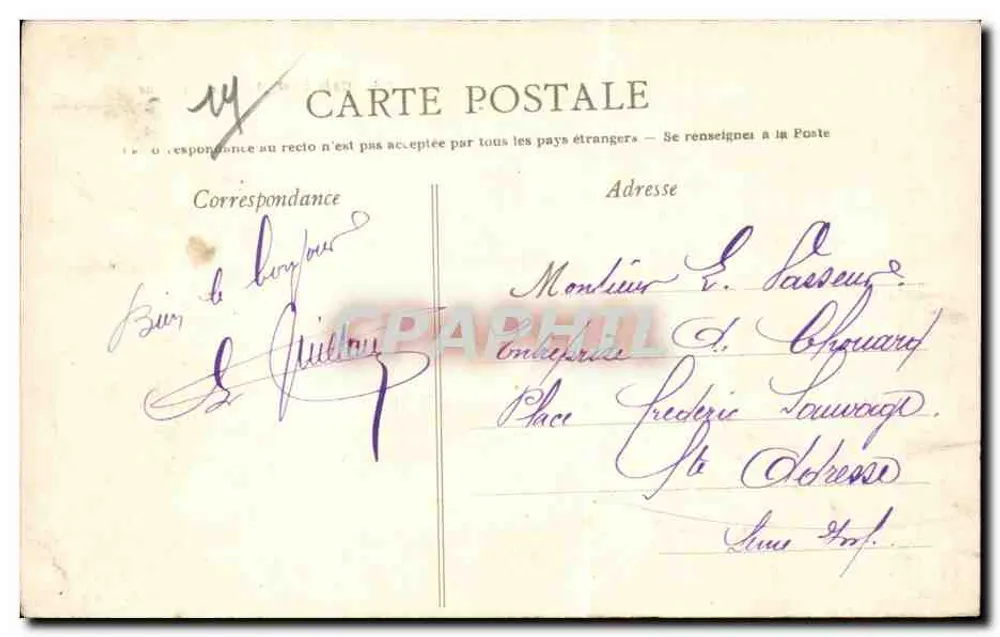 Cabourg - Villas da Digue — editor não identificado, número de série 155 - Verso