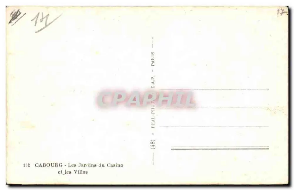 Cabourg — Die Gärten des Casinos und die Villen — C.A.P. — Paris - Rückseite