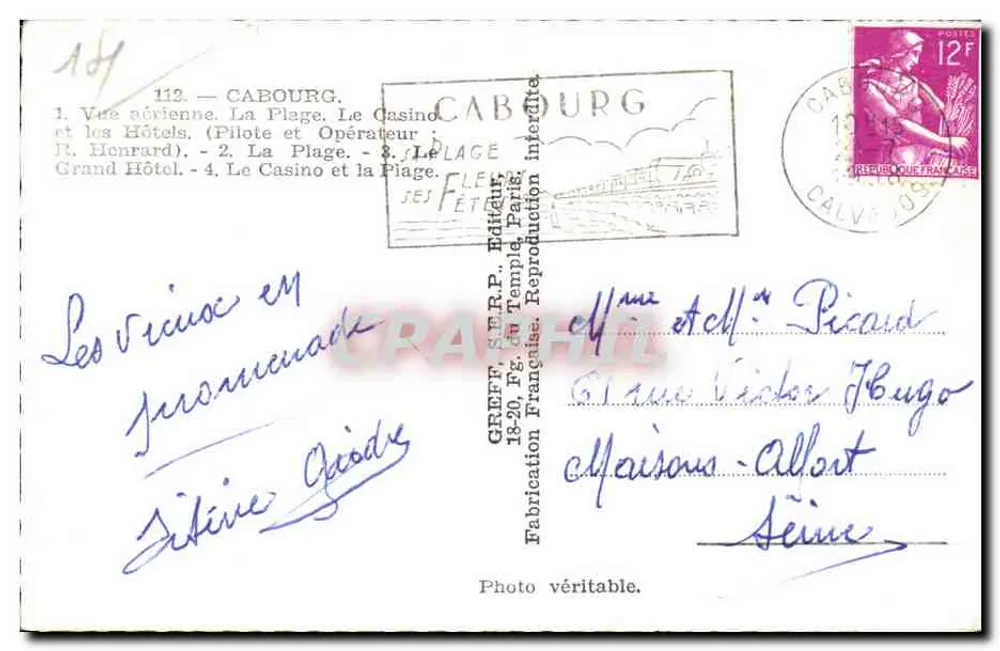 Caboûrg — Souvenir de Cabourg — Greff - Verso
