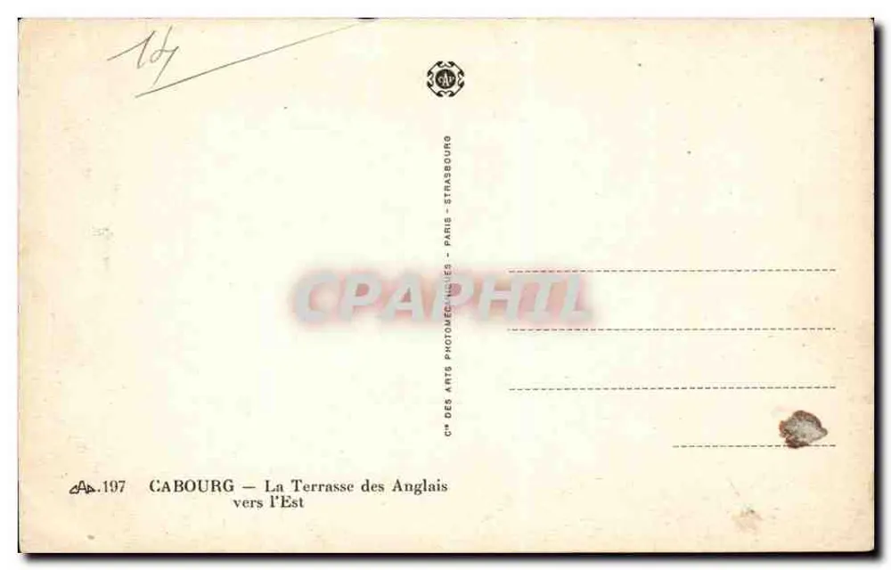 Cabourg — A Terrasse dos Ingleses para o Leste — C° des Arts Photomécaniques, Paris - Verso