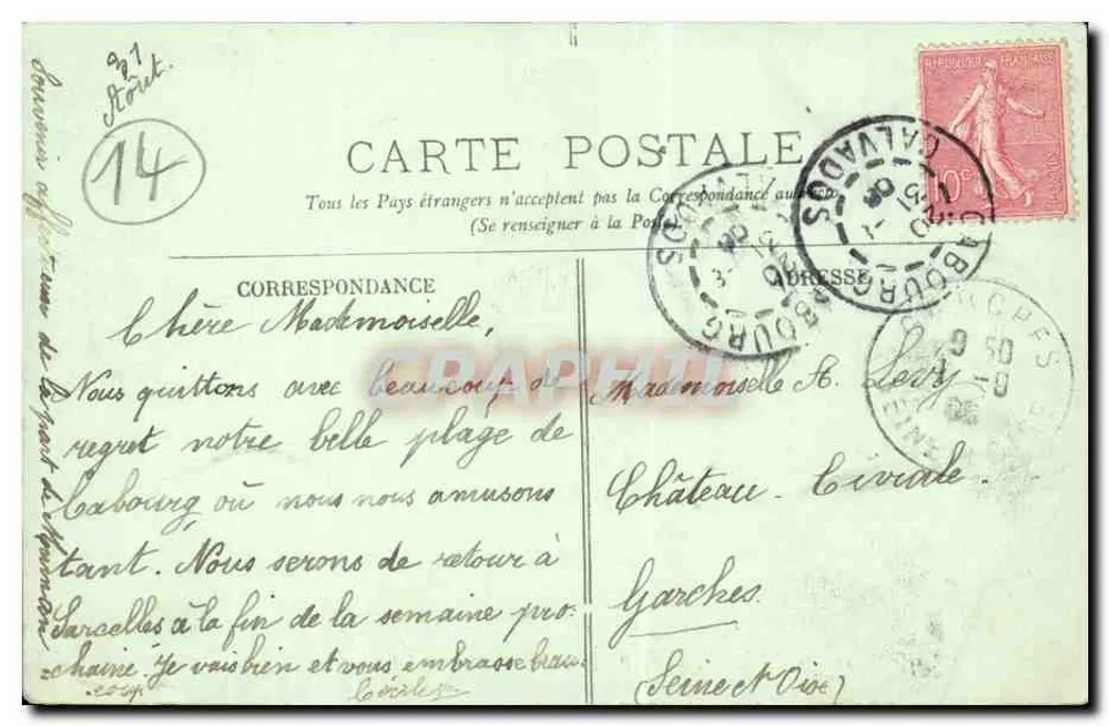 Cabourg — A Promenade de la Mer — LL. n°16 - Verso