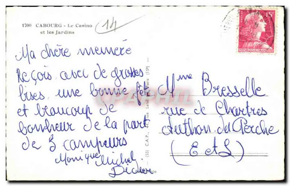Cabourg — Ansicht des Casinos und der Gärten — C.A.P. (55) n°1700 - Rückseite