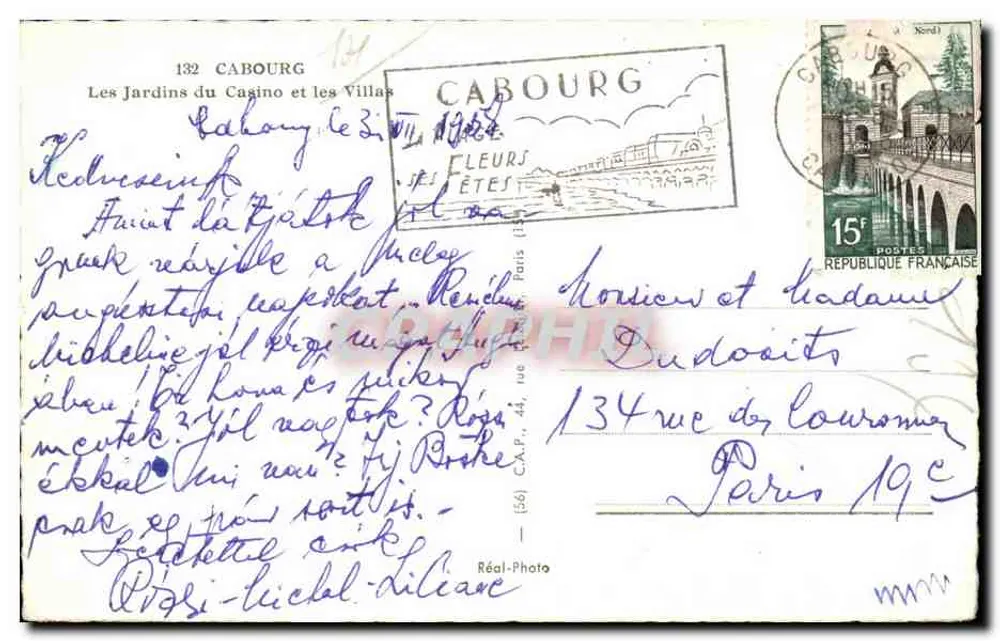 Cabourg — Die Gärten des Casinos und die Villen — Réal-Photo - Rückseite
