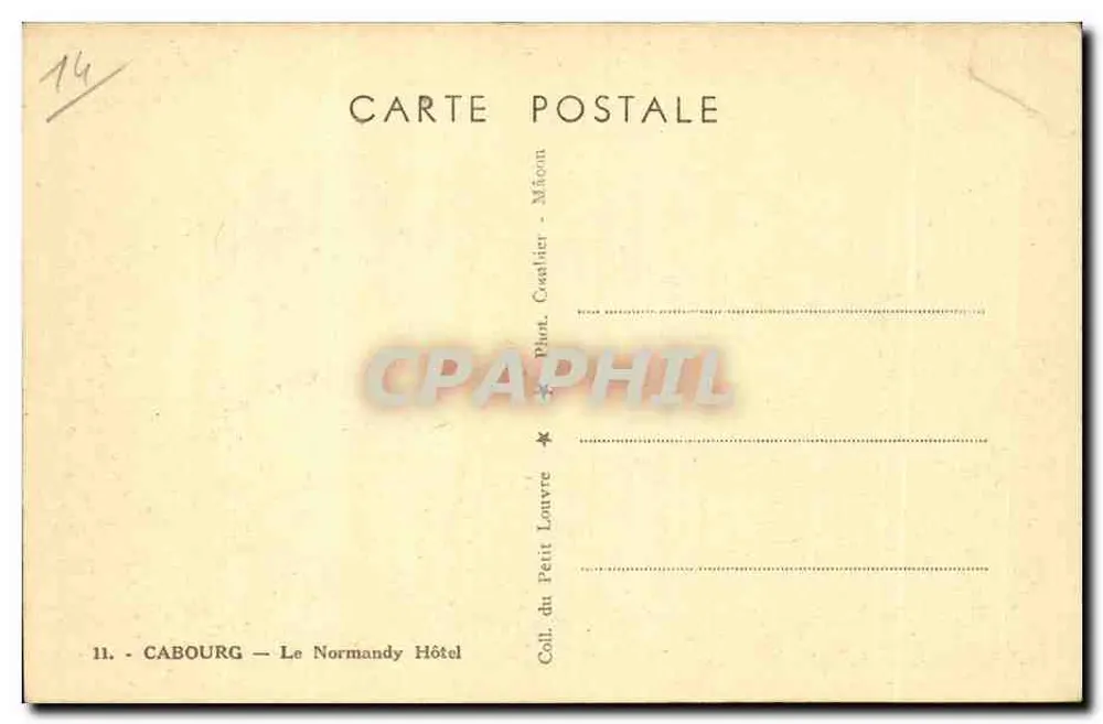 Cabourg — O Hotel Normandy — editor Pion-Casabier - Verso