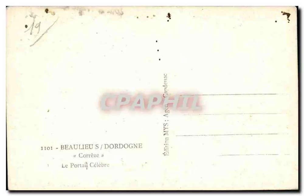 Beaulieu-sur-Dordogne — Der berühmte Portal — Edition MYS ; Agen, Cardenas - Rückseite