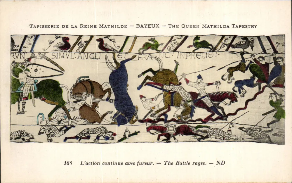 Tapisserie der Königin Mathilde — Bayeux — Schlachtenszene - Vorderseite