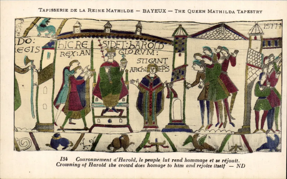 Tapisserie der Königin Mathilda — Bayeux — Die Tapisserie der Königin Mathilda — Szene der Krönung von Harold - Vorderseite