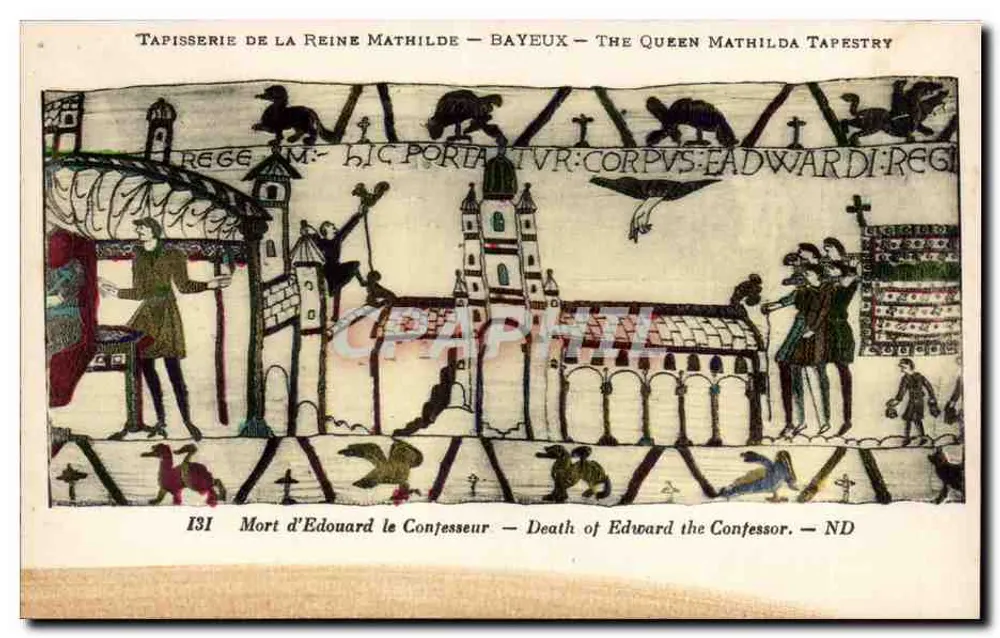 Tapisserie der Königin Mathilde — Bayeux — Tapisserie der Königin Mathilde — Tod des Eduard des Bekenner - Vorderseite