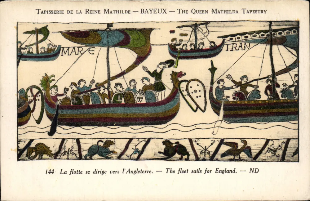 Tapisserie der Königin Mathilda — Bayeux — Szene 144: Die Flotte fährt in Richtung England - Vorderseite