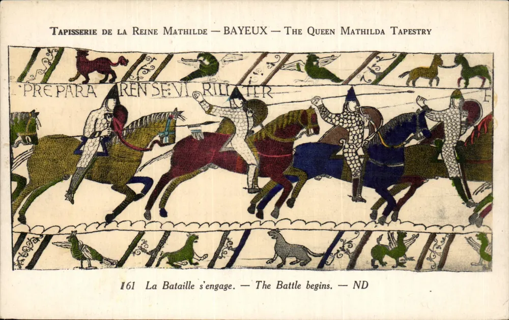 Tapisserie der Königin Mathilde — Bayeux — Szene 161: Der Kampf beginnt - Vorderseite
