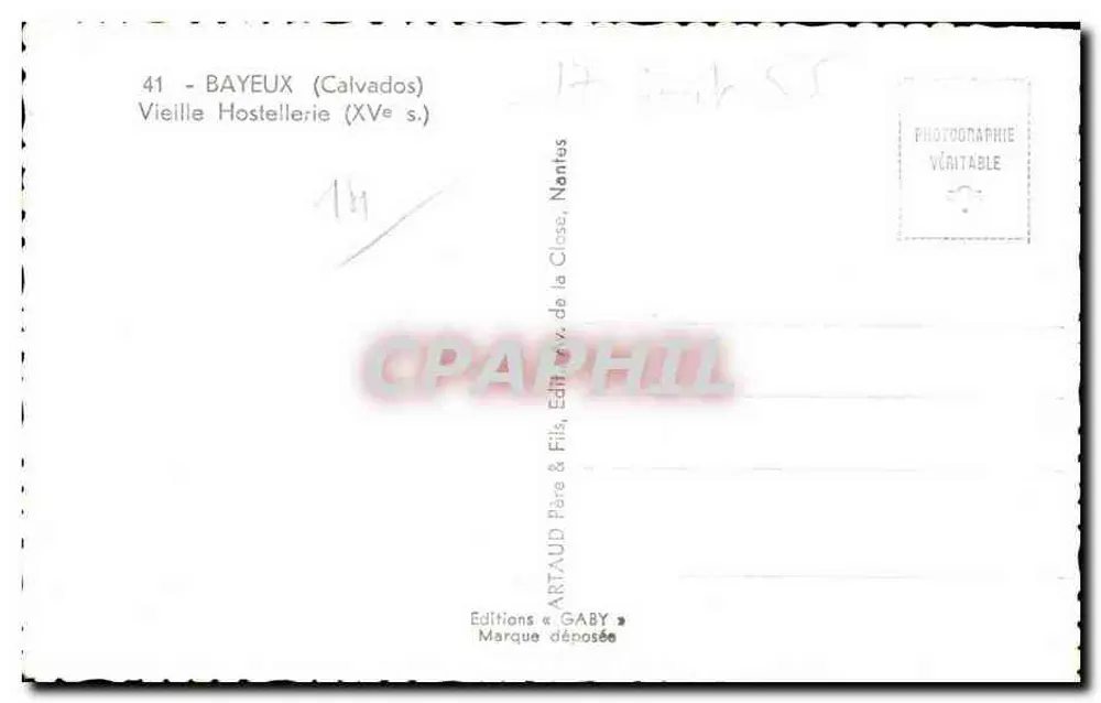Bayeux — Velha Hostellerie (século XV) — Gaby - Verso