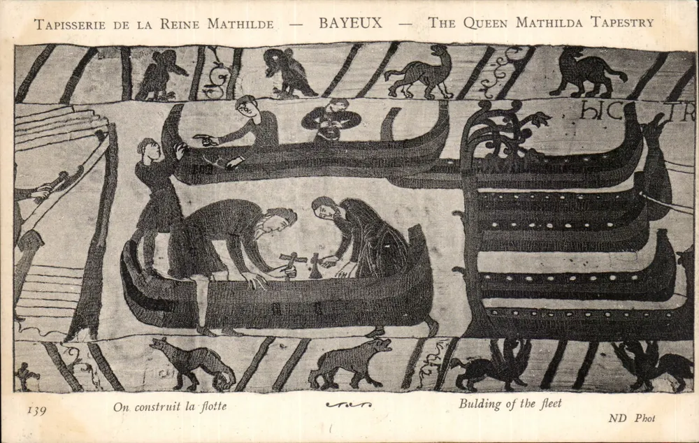 Tapestry of Queen Mathilde — Bayeux — Scene of the Fleet Construction — ND Phot - Vorderseite