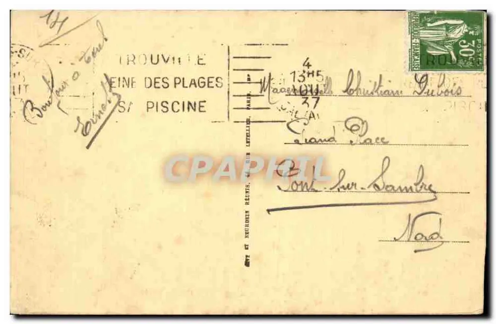 Trouville — A praia com maré alta — Rossi, n° 634 - Verso