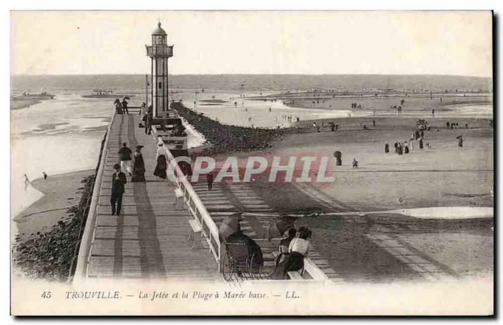Trouville — Die Mole und der Strand bei Ebbe — LL. - Vorderseite