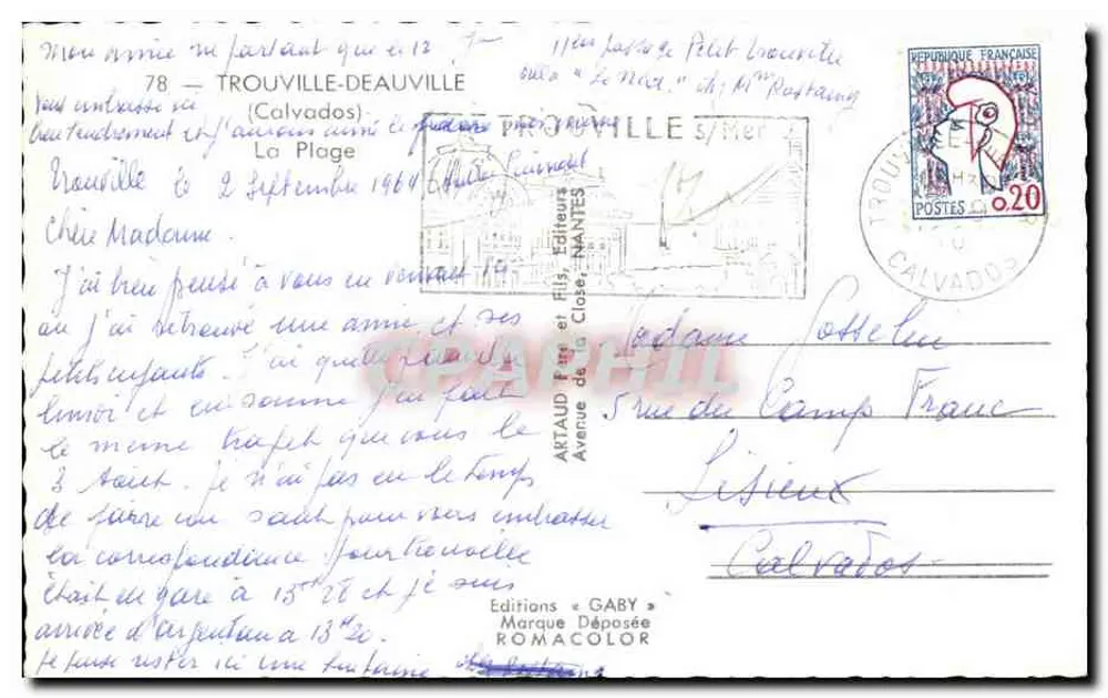 Praia de Trouville — vista animada — Edições Gaby, n°78 - Verso