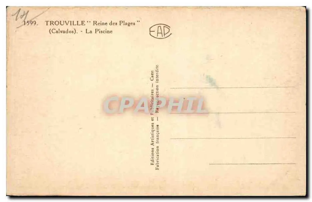 Trouville - Königin der Strände — Das Schwimmbad — Éditions Artistiques et Publicitaires — Caen - Rückseite
