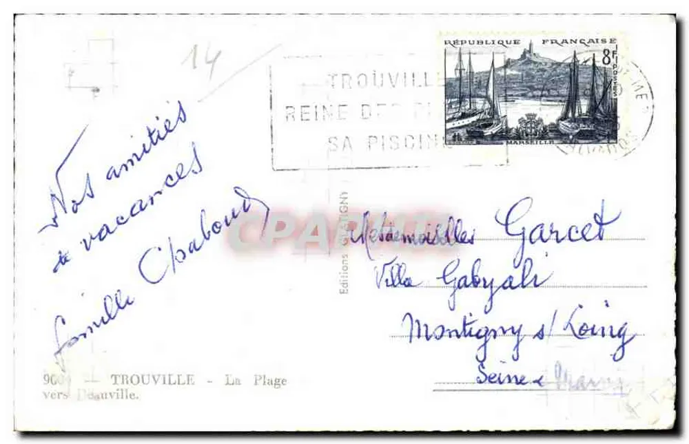 Praia de Trouville — vista animada — Edições TIGNY - Verso