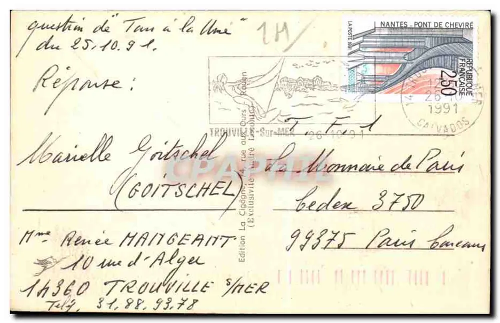 Trouville — Plaża — La Cigogne, n° 2051 - Rewers