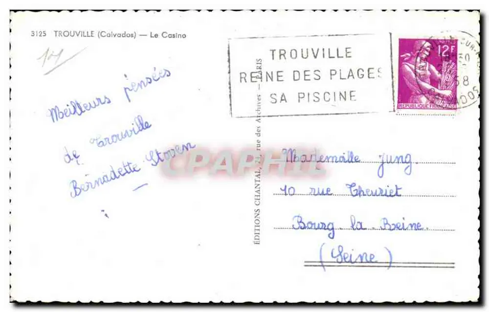 Trouville — O Casino — Edições Chantal - Verso