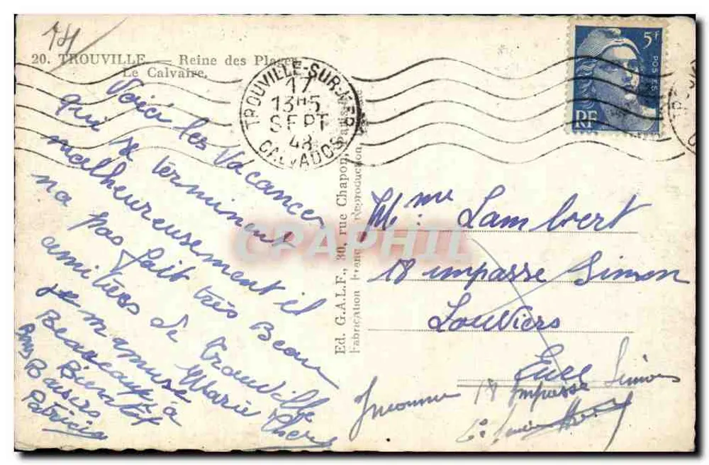TROUVILLE-SUR-MER — Der Calvarienberg — Éd. G.A.L.E. n° 144 - Rückseite