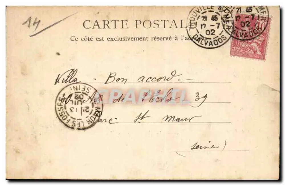O Hotel de Paris — Lembrete de Trouville — R.&J. 10680 g - Verso
