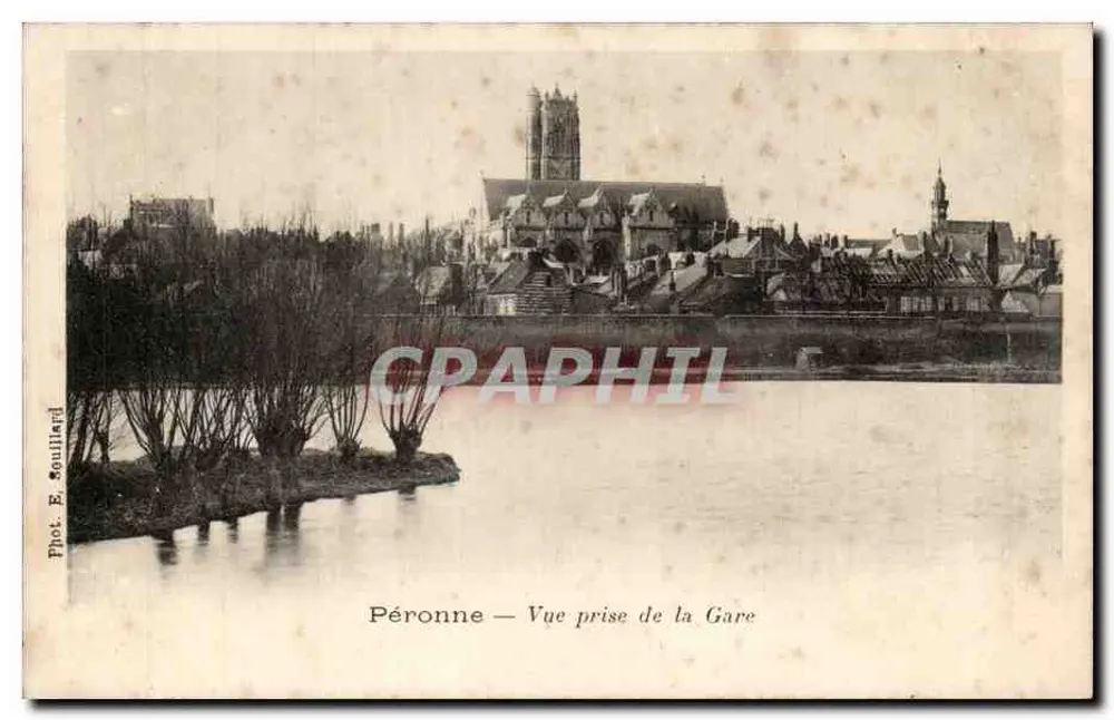 Péronne — Vista presa dalla Stazione — Fot. E. Soulliard - Recto