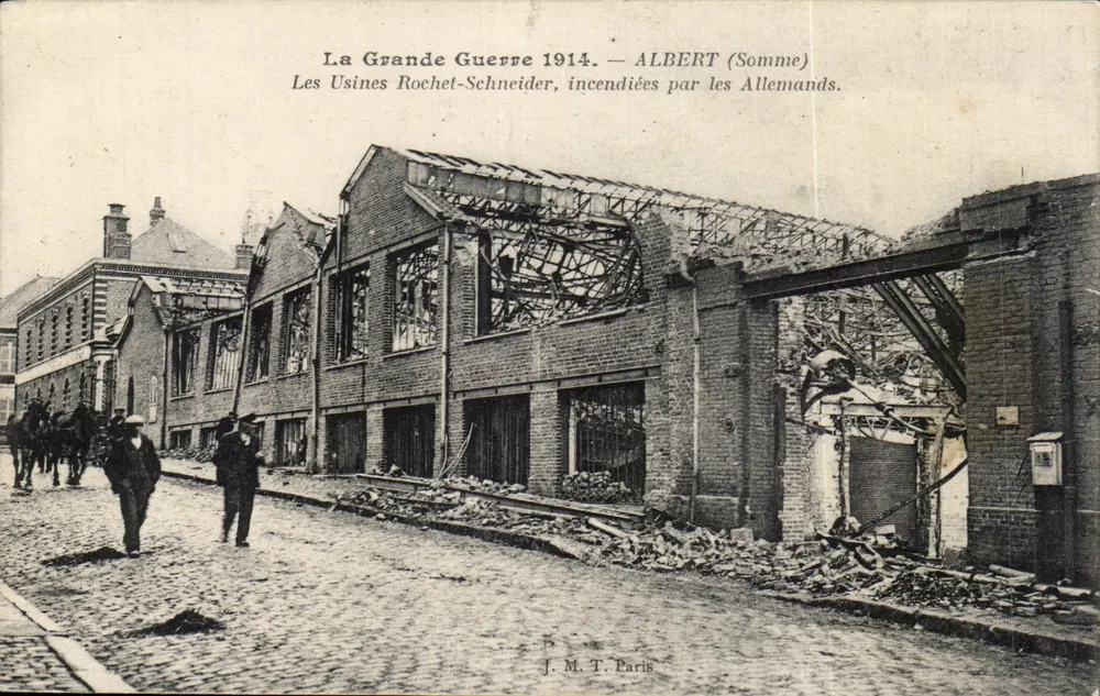 Albert (Somme) — Fabriken Rochet-Schneider in Brand — J.M.T. Paris - Vorderseite