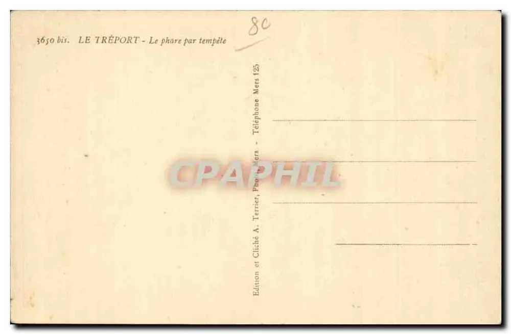 Le Tréport — O farol durante uma tempestade — A. Terrier - Verso