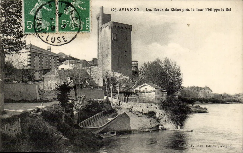 Avignon — Die Ufer des Rhônes nahe der Tour Philippe le Bel — F. Beau, Verleger, Avignon - Vorderseite