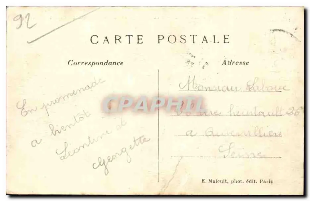 VILLE-D'AVRAY — Os Lagos e o Monumento de Corot — E. M. - Verso