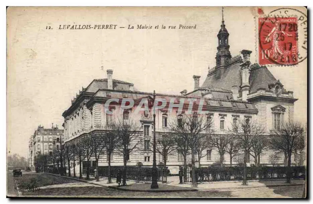 Levallois-Perret — Das Rathaus und die Straße Poccarrd — Imp. & Le Dosey, Paris - Vorderseite