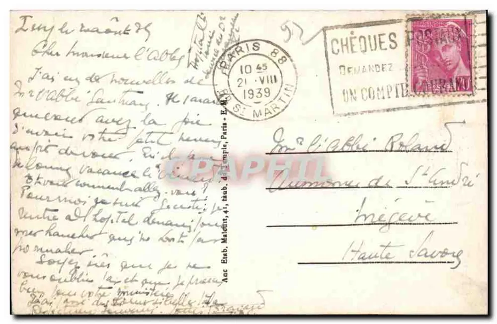 Issy-les-Moulineaux — Place Voltaire, « Le Repos du Soir » — E.M. n°2647 - Rückseite