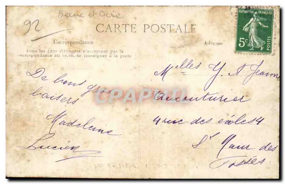 Saint-Cucufa — À beira do Lago — J. C., edit., Vaucresson - Verso