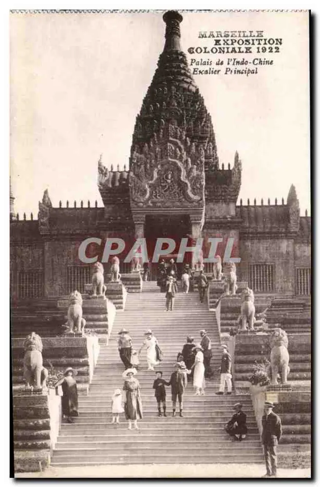 Palast der Indochina — Haupttreppen — Kolonialausstellung Marseille 1922 - Vorderseite